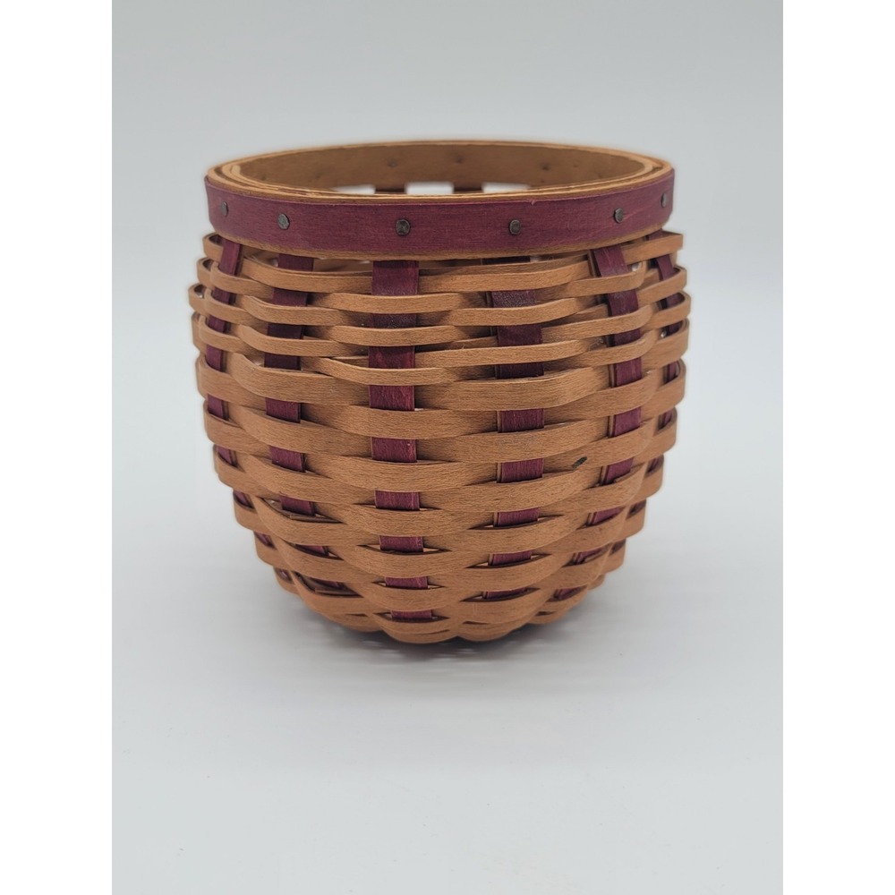 Longaberger Round Strawberry Basket Small Wood Woven Ohio USA